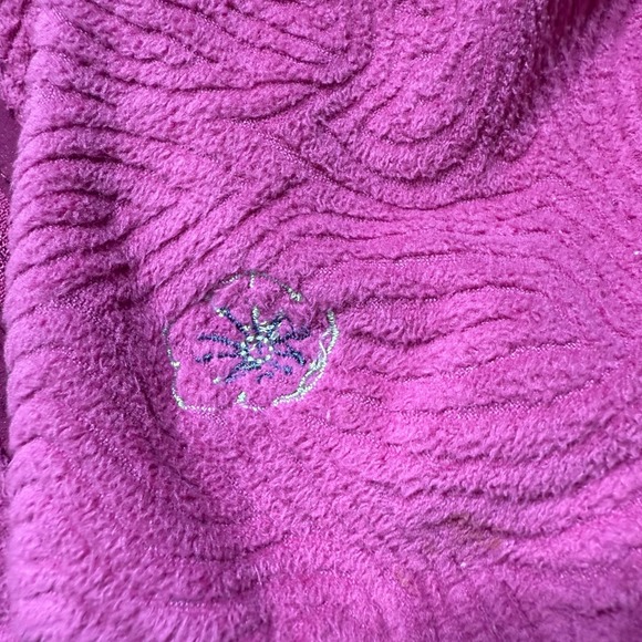 LL Bean Jacket Womens Large Petite Pink Fleece Full Zip Topography Design VTG - Picture 3 of 14